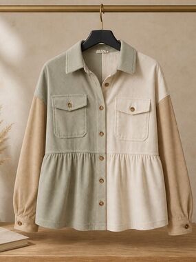 New In Colorblock Corduroy Jacket